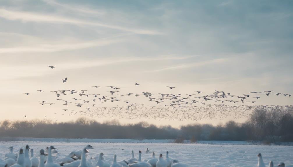 migratory birds in flight